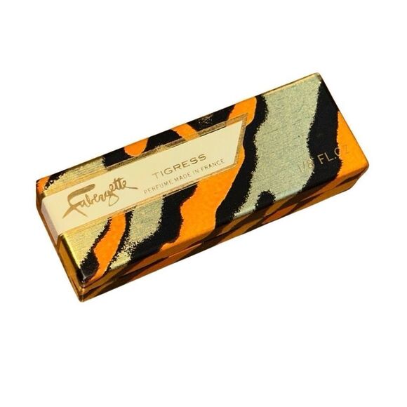 VINTAGE FABERGE FABERGETTE TIGRESS ROLL ON PERFUME 1/8 oz IN GOLDEN CASE FULL - Picture 10 of 10